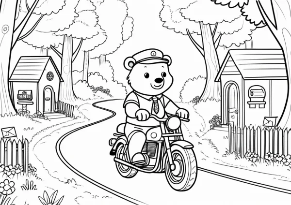 Postás Tomi a motorján - kifestő