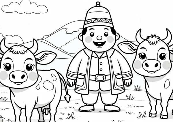 A török és a tehenek - kifestő