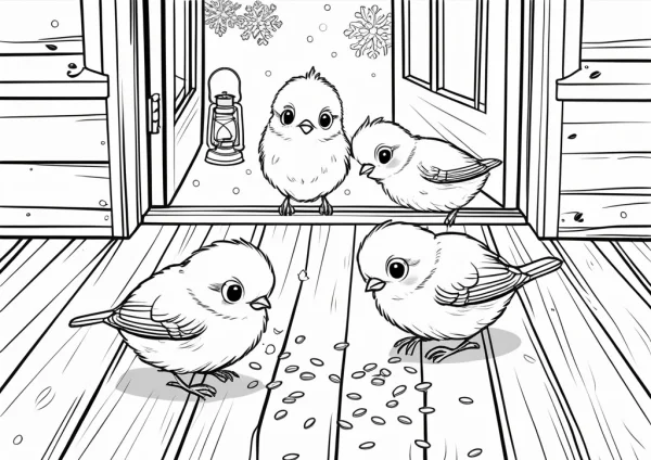 Kismadarak magokat esznek - kifestő