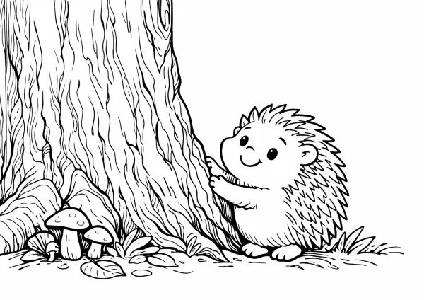 Szeres a fát sünivel - kifestő