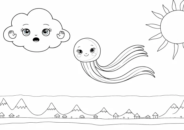 Felhőcske és Szellőke - kifestő