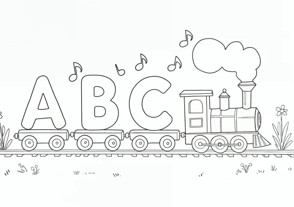 ABC Vonat Színező – Ingyenes, Nyomtatható Kifestő Gyerekeknek (A4)