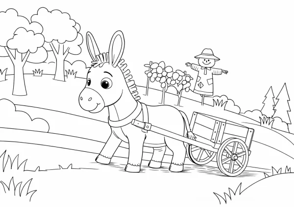 Csacsi kocsit húz kifestő