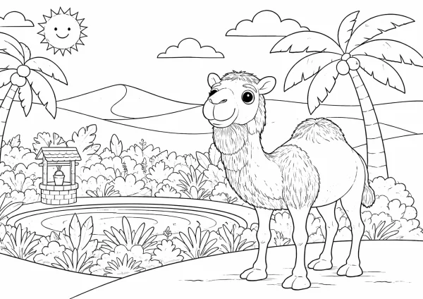 Teve az oázisnál - kifestő