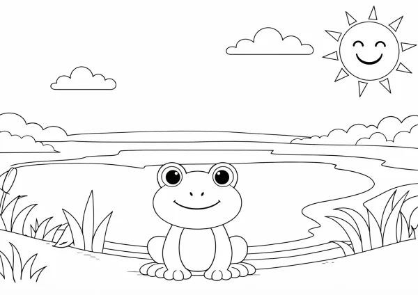 Béka a tóparton kifestő