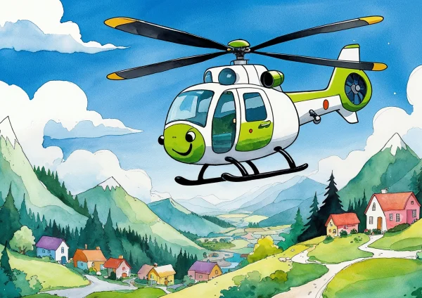 Zöld-fehér helikopter poszter
