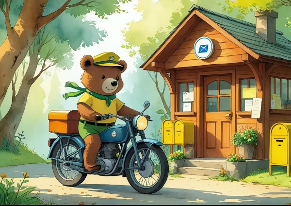Postás medve a hivatalnál
