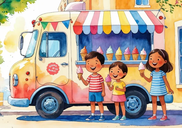 Fagyiskocsi és gyerekek - poszter