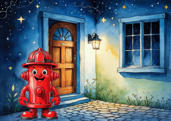 Tűzcsap Manó egy ablaknál - poszter