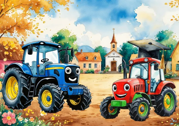 Két traktor a faluban - poszter