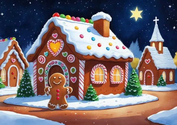 Mézeskalácsfalu éjszaka - poszter