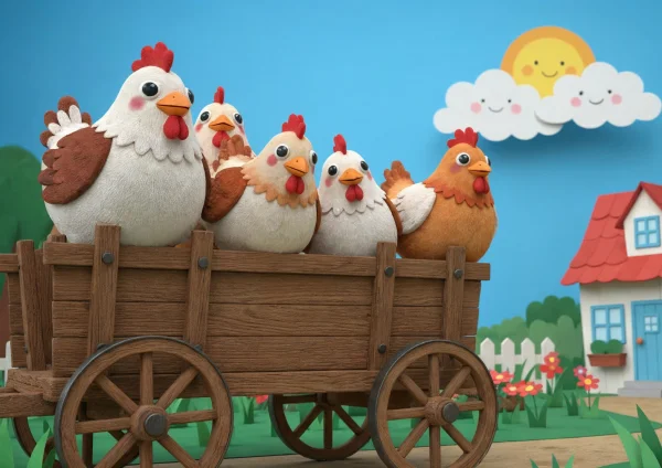 Tyúkok ülnek a szekéren poszter